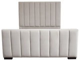 Venus Vertical Channel Tufted Queen Bed in Light Grey Velvet