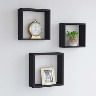 vidaXL wall cube shelves Floating Cube Shelves Display Shelves 3 Pcs Black