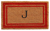 Red Border 24"x36" Monogram Doormat, Letter J