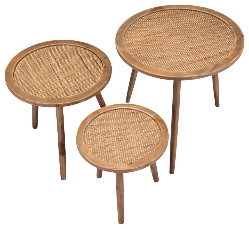Sofa Side Table, Round, Wood, Natural, Mid Century Lounge Lobby Hospitality