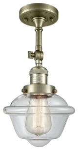 Small Oxford Semi-Flush Mount, Antique Brass, Glass: Clear