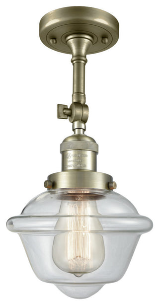 Small Oxford Semi-Flush Mount, Antique Brass, Glass: Clear