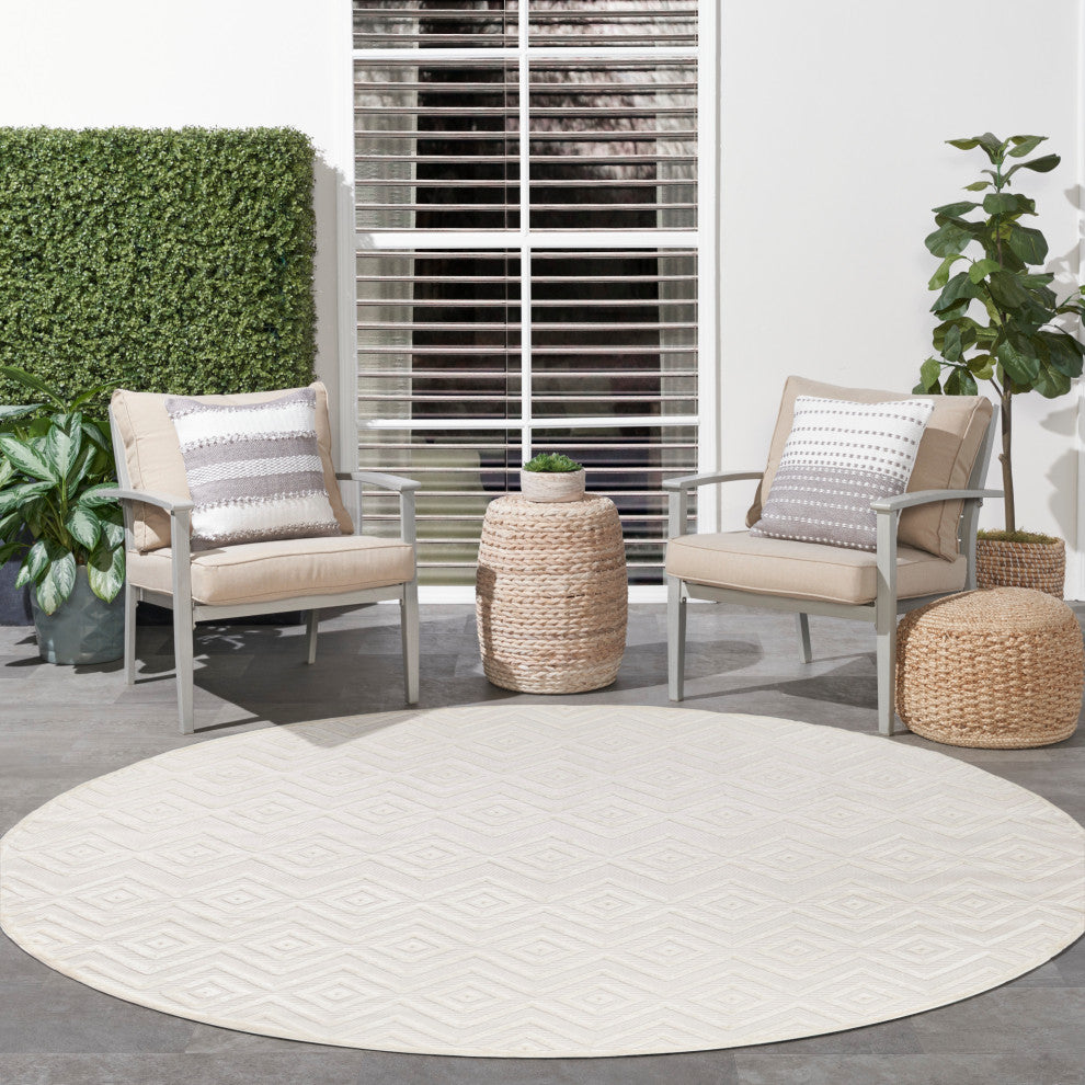 Nourison Versatile 10'' x Round Ivory White Modern Rug