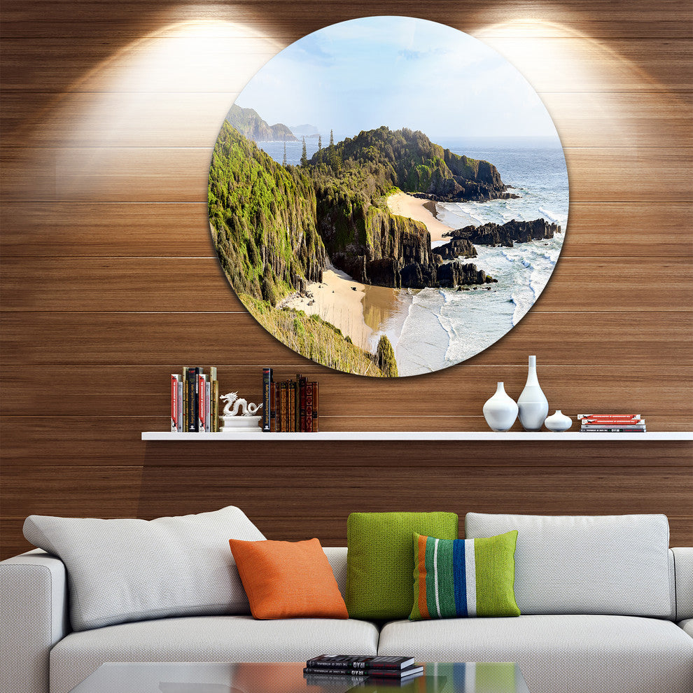 Australian Coastline Crescent Head, Landscape Round Wall Art, 11"