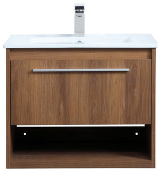 24" Single Bathroom Floating Vanity, Walnut Brown