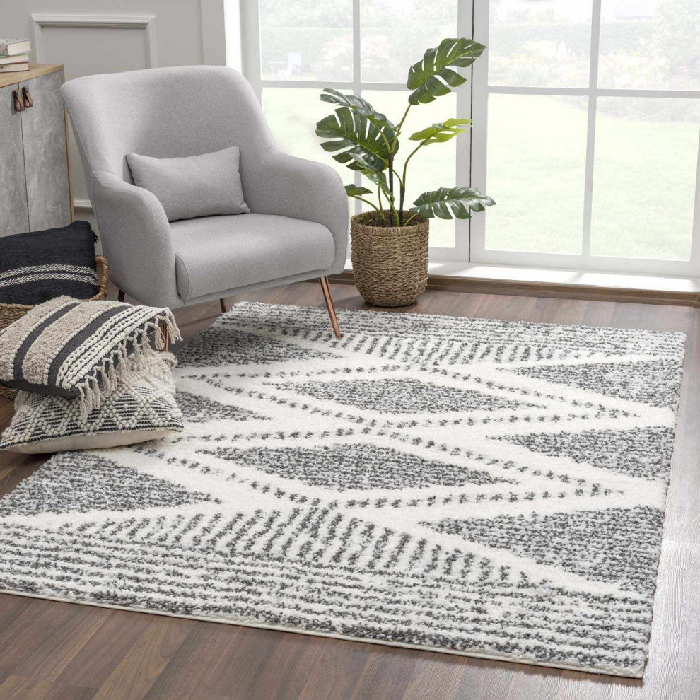 Hauteloom Trunding Area Rug, Charcoal/Cream, 7'10" Round