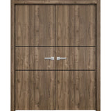 Solid French Double Doors 84 x 80 | Planum 0014 Walnut with