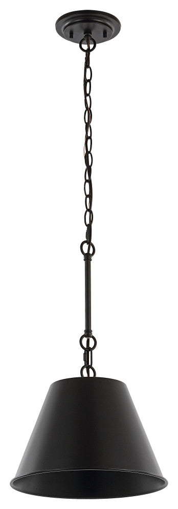 Harper Industrial Farmhouse Iron LED Pendant, Oil Rubbed Bronze, 12"