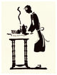 "Maid Prepares Hot and Steaming Coffee" Paper Print by Maxfield Parrish, 14"x18"
