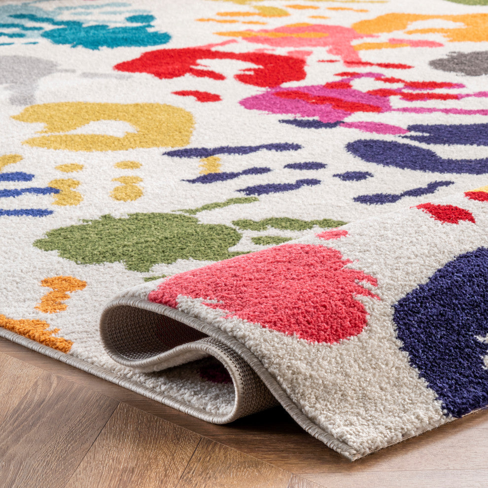 Nuloom Machine Made Contemporary Kids Handprint Collage Rug, Multicolor 6'7"x9'
