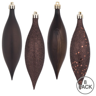 Four-Finish Finial Drop Christmas Ornament , Chocolate, 5.5"