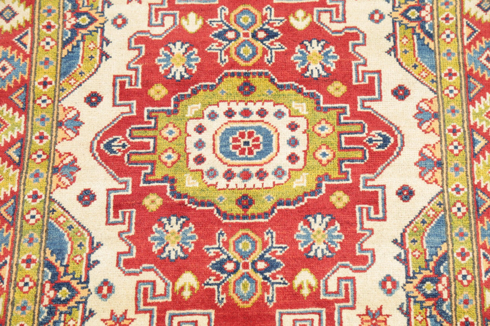 Oriental Kazak Traditional Hand Made Pakistani Area Rug, Beige, 5'1"x3'2