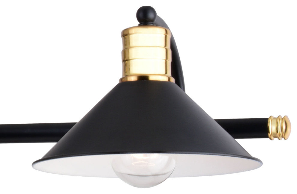 Akron 4 Light Vanity Matte Black and Natural Brass with Matte White