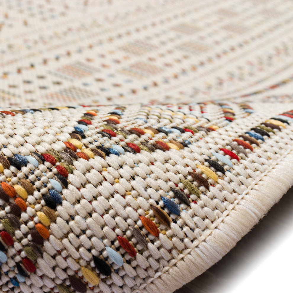 Avena Panel Stripe Indoor/Outdoor Rug Ivory 3'3"x4'11"