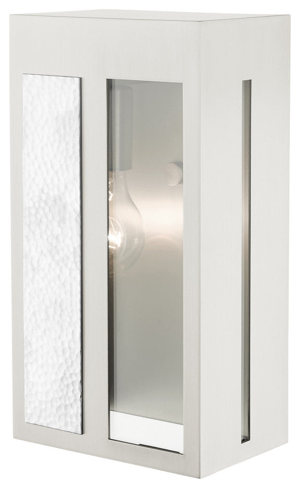 Brushed Nickel Contemporary, Nautical, Sophisticated Outdoor Wall Lantern