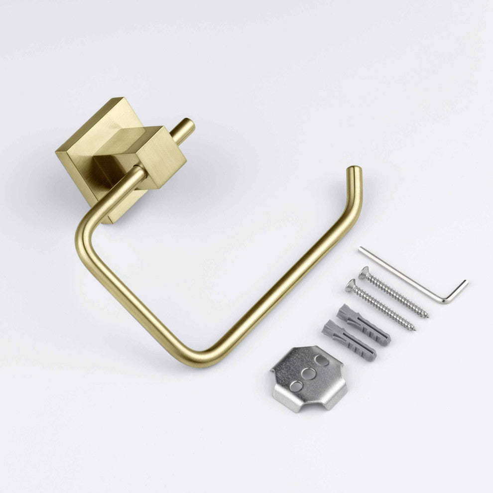 Cube Bathroom Toilet Paper Holder, Brushed Gold