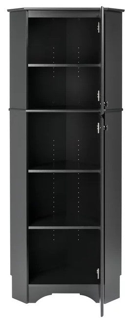 Storage Cabinet, Elegant Design With Adjustable Shelves & Round Handles, Black