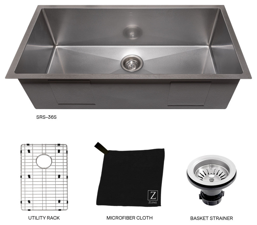 ZLINE 36" Meribel Undermount Kitchen Sink Fingerprint Resistant Stainless Steel