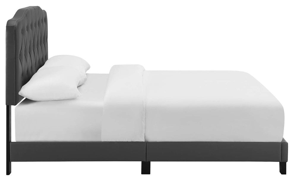 Amelia King Faux Leather Bed, Gray