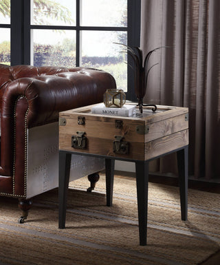Kolin Accent Table, Rustic Oak and Matt Gray Metal