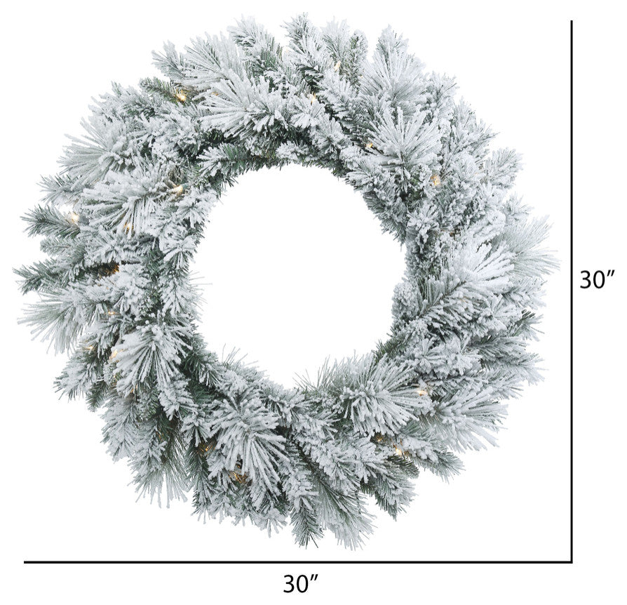 Vickerman 30" Flocked Castle Wreath DL 50LED WmWht