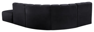 Arc Velvet Upholstered 5-Pc. L-Shaped Modular Sectional, Black