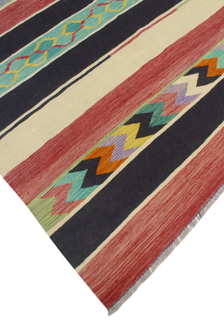 Modern Flatweave Albina Red/Black Rug, 5'8x8'4