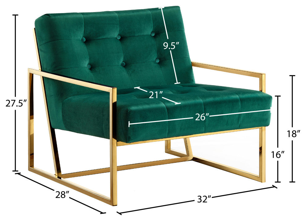 Pierre Velvet Upholstered Accent Chair, Green