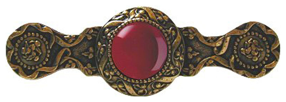 Victorian Jewel Pull 24K Gold Finish/Red Carnelian
