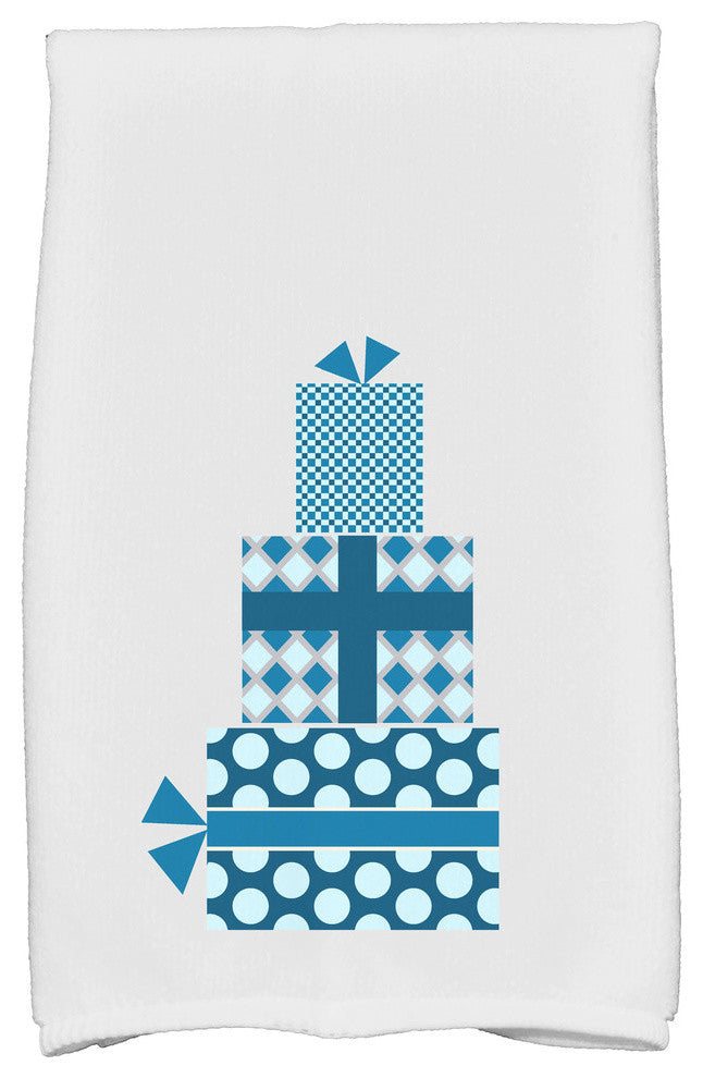 Gift Wrapped Holiday Geometric Print Kitchen Towel, Teal