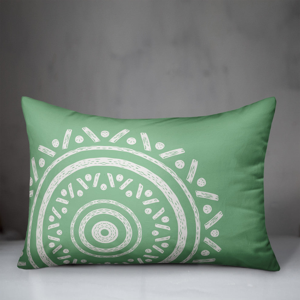 Simple Green Boho Circle 20x14 Indoor/Outdoor Pillow