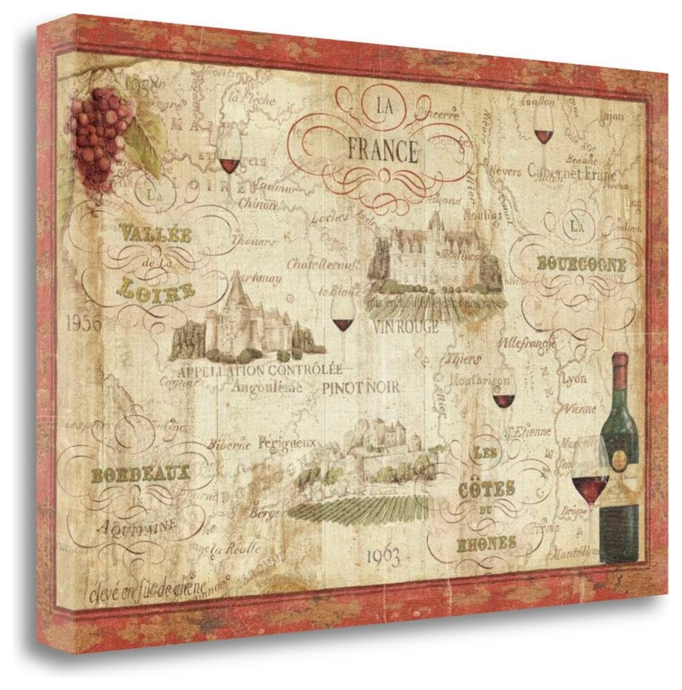"Wine Map" By Daphne Brissonnet, Giclee Print on Gallery Wrap Canvas
