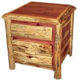 Red Cedar Log 2-Drawer End Table