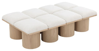 Pavilion Boucle Fabric Upholstered 8-Piece Modular Bench, Cream, Natural Finish