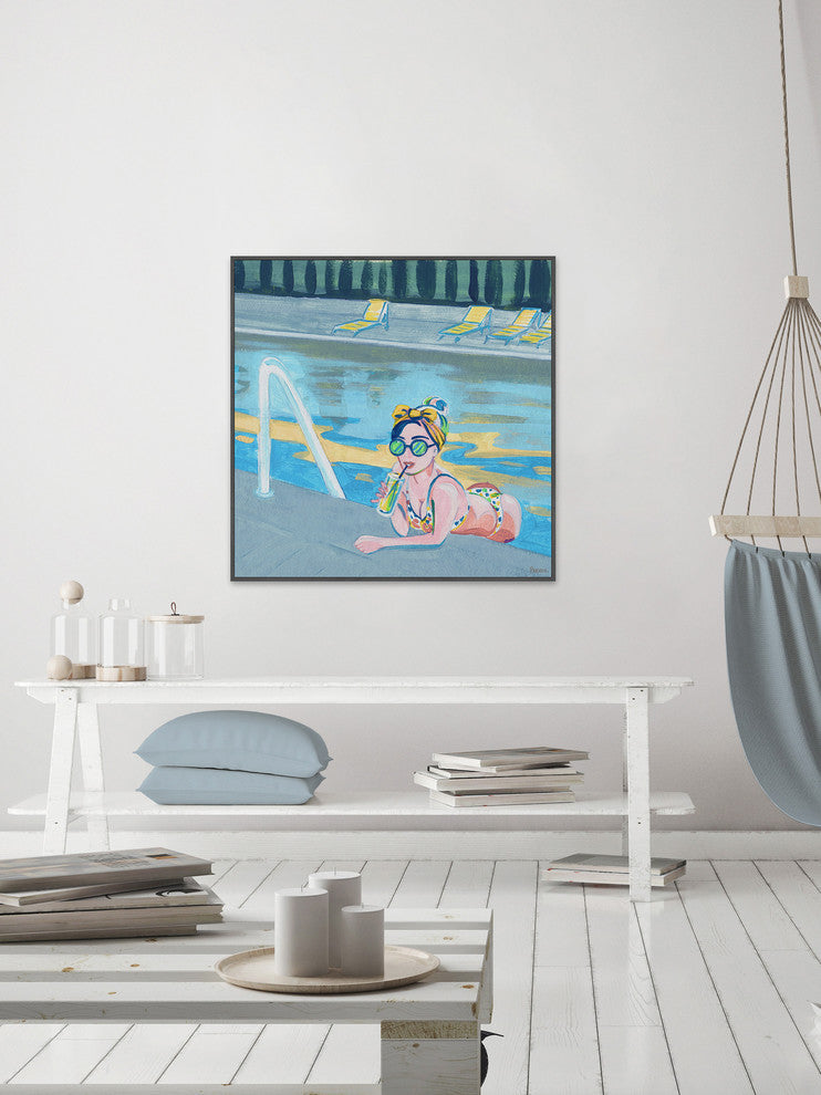 "Bow in the Pool" Floater Framed Painting Print on Canvas, 48"x48"