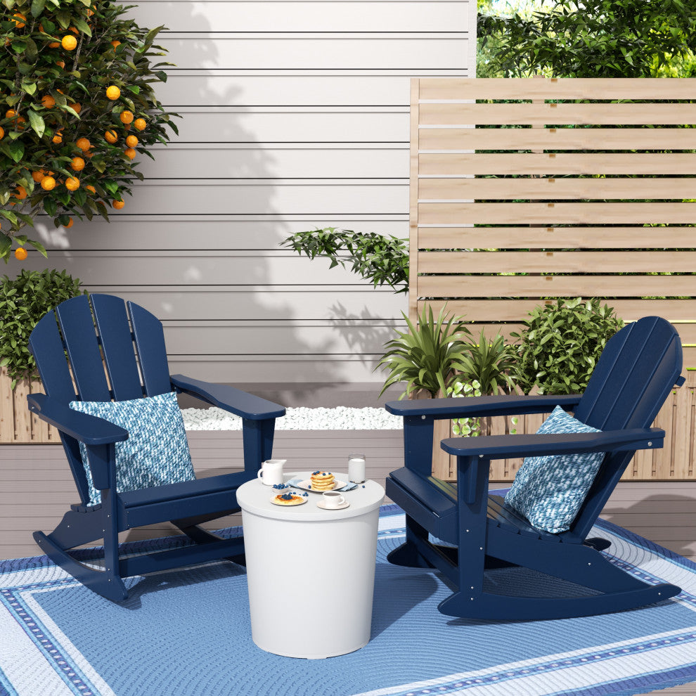 WestinTrends 2PC Outdoor Patio Porch Rocker Classic Adirondack Rocking Chair Set, Navy Blue