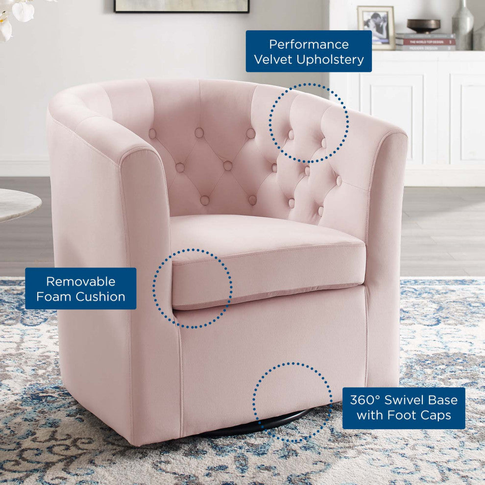 Tufted Armchair Accent Chair, Velvet, Pink, Modern, Living Lounge Hospitality