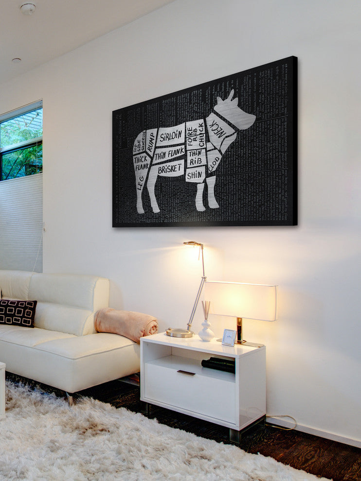 "Beef Cuts" Painting Print on Brushed Aluminum, 45"x30"