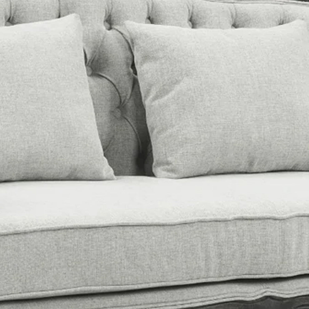 Benzara BM276240 64" Loveseat, Button Tufted Fabric, Cabriole, Gray/Brown