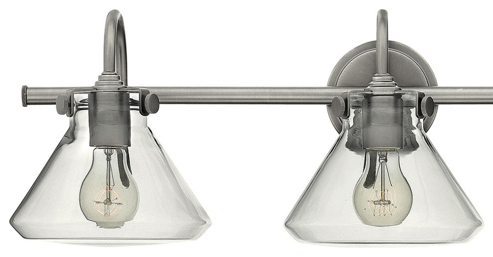 Hinkley Congress Medium Retro Glass Three Light Vanity, Antique Nickel