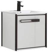 Oakville Wall Mount Bathroom Vanity, White Matte, 24", Black Hardware