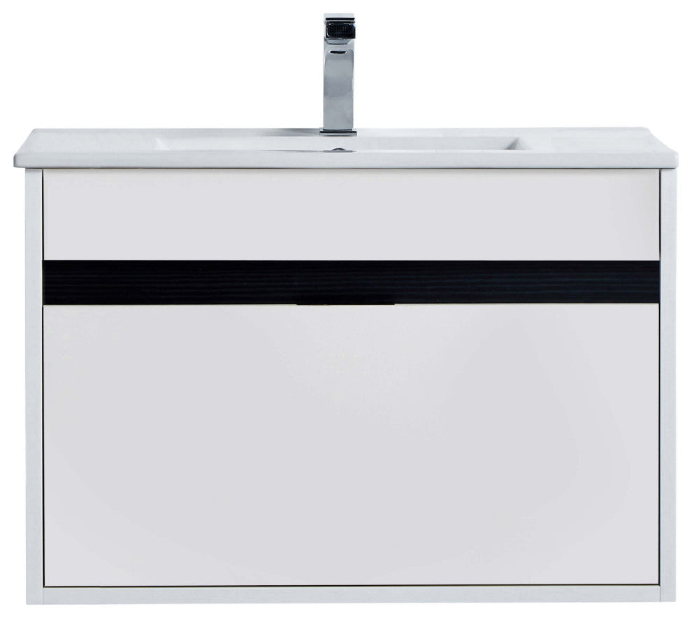 Alpine Wall Mount Bathroom Vanity and Sink, White Matte, 30"