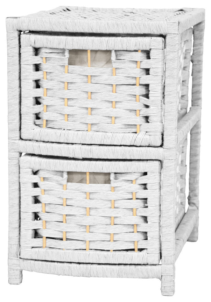 17" Natural Fiber Occasional Chest of Drawers White
