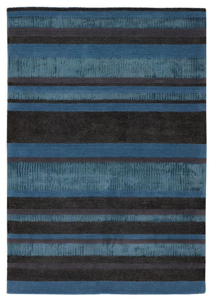 Amigo Contemporary Area Rug, Blue and Charcoal, 5'x7'6"