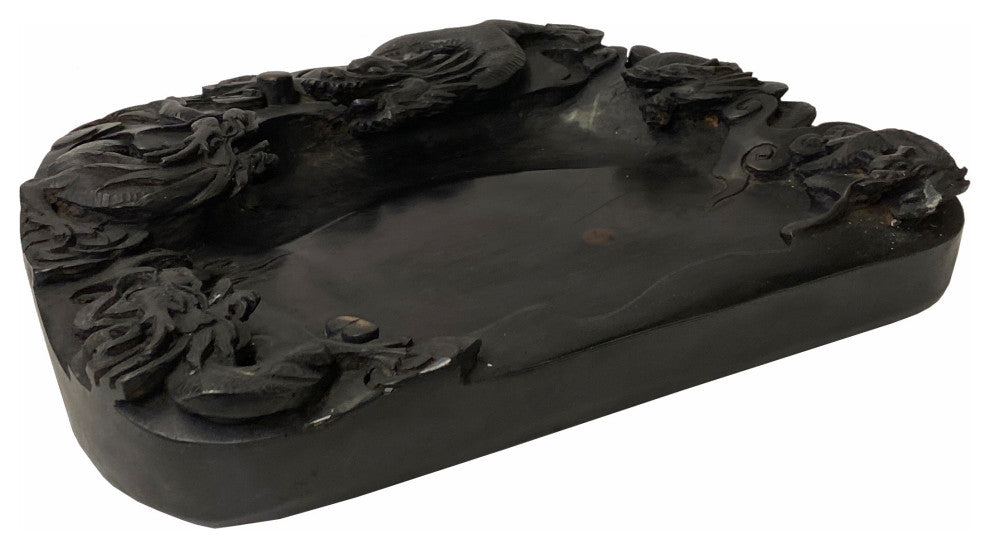 Chinese Oriental Black Color Dimensional Dragon Ink Well Pad Display Hws1739