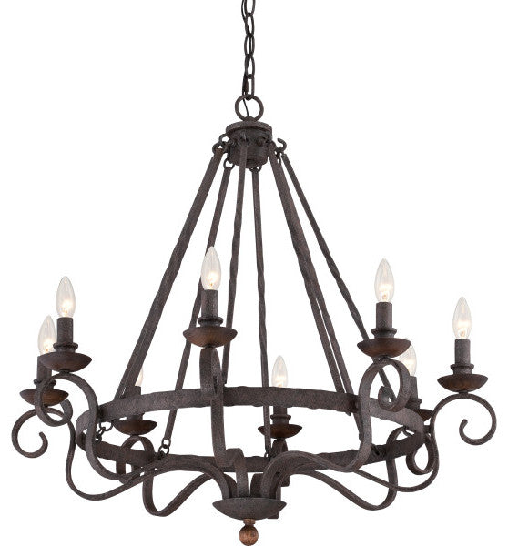 Quoizel NBE5008RK Eight Light Chandelier Noble Rustic Black