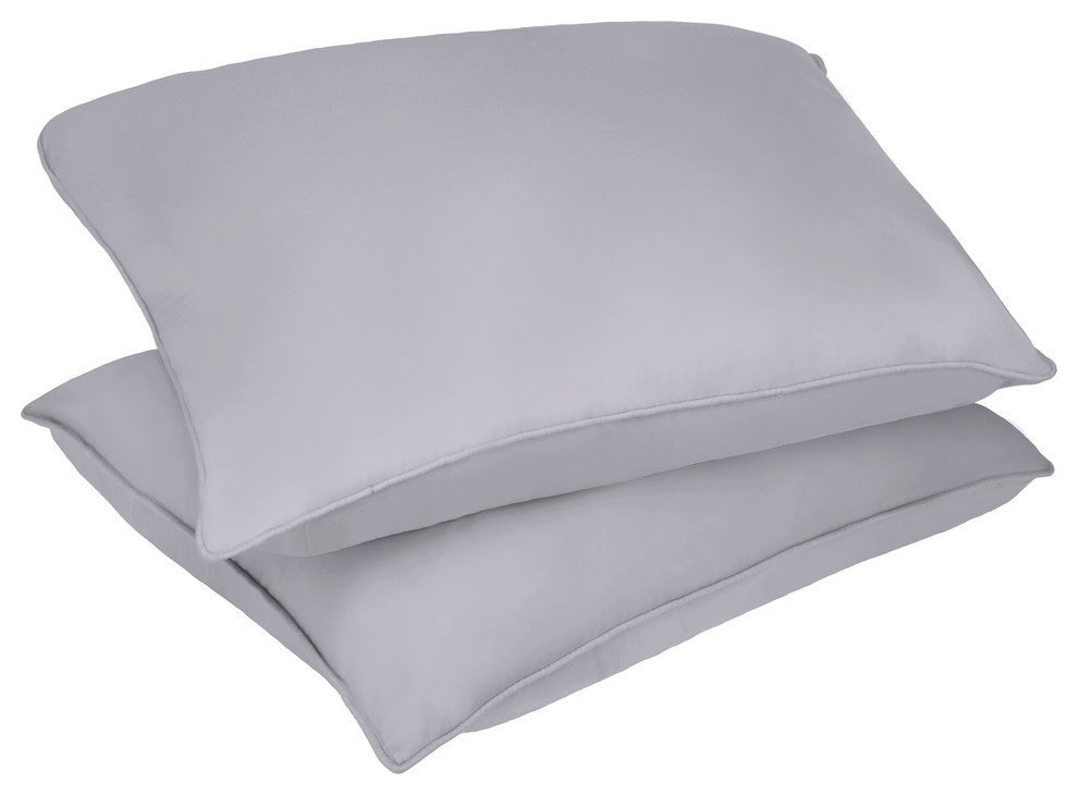 Lotus Home Stain and Water Resistant Microfiber Bed Pillow 2-Pack, Silver, King