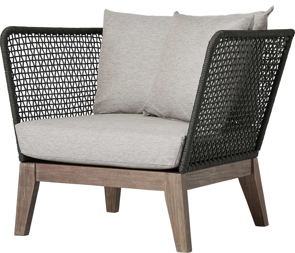 Netta Lounge Chair, Dark Gray Cord and Weathered Eucalyptus