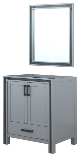 Ziva Transitional Dark Grey 30" Single Vanity, no Top and 28" Mirror