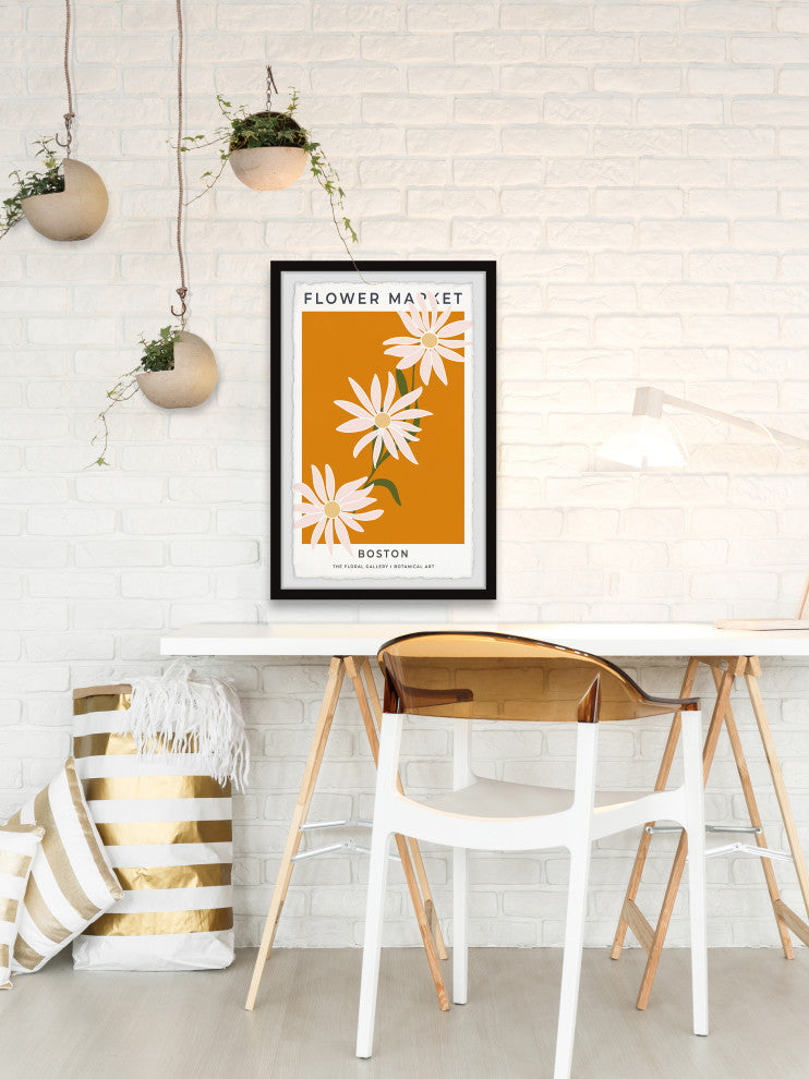 "Flower Market Boston" Framed Painting Print, 12x18